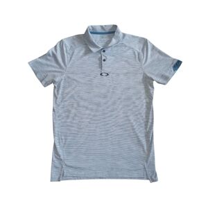 Oakley Brand Polo T-Shirt Mens Size S/P (Fits Like A Medium) Blue White Collared